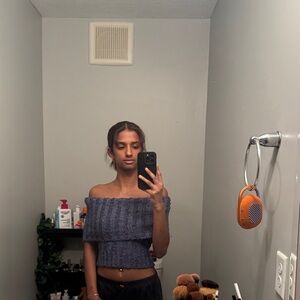 Urban Outfitters Blue Off-Shoulder Top